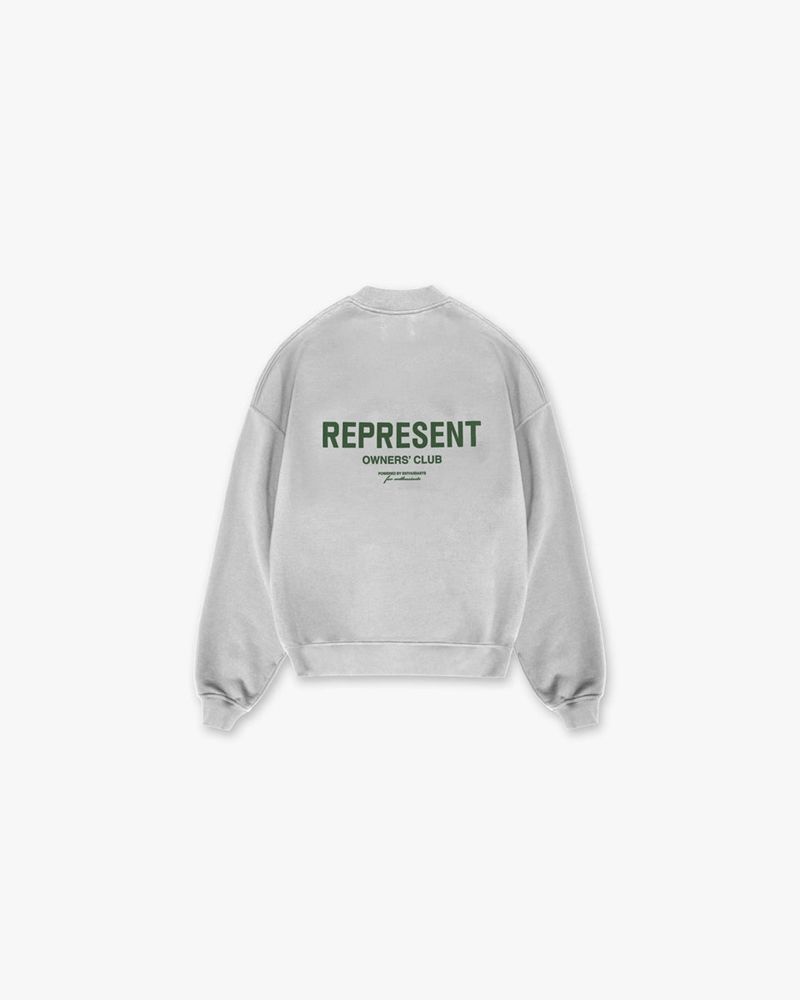 Men's Represent Owners Club Sweater Grey / Green | UK-MWRJY7193