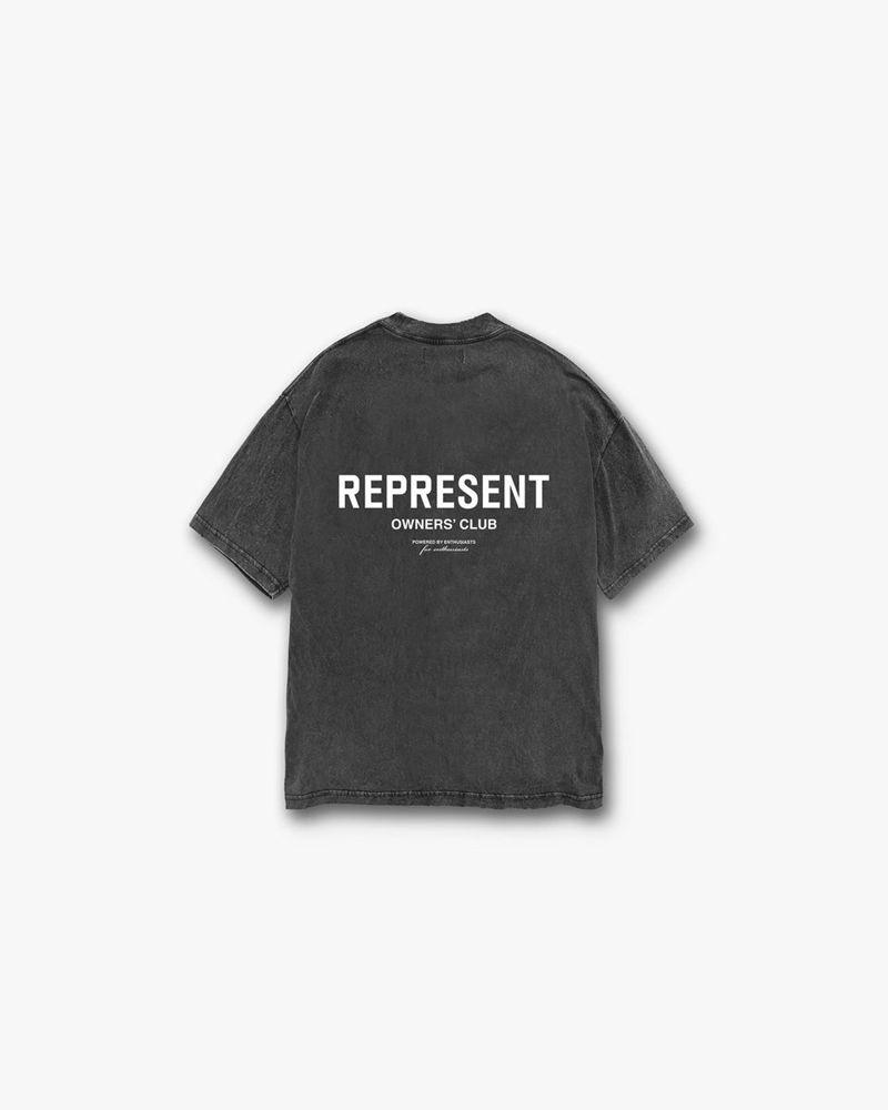 Men's Represent Owners Club T-Shirt Dark Grey / White | UK-TWHOX7190