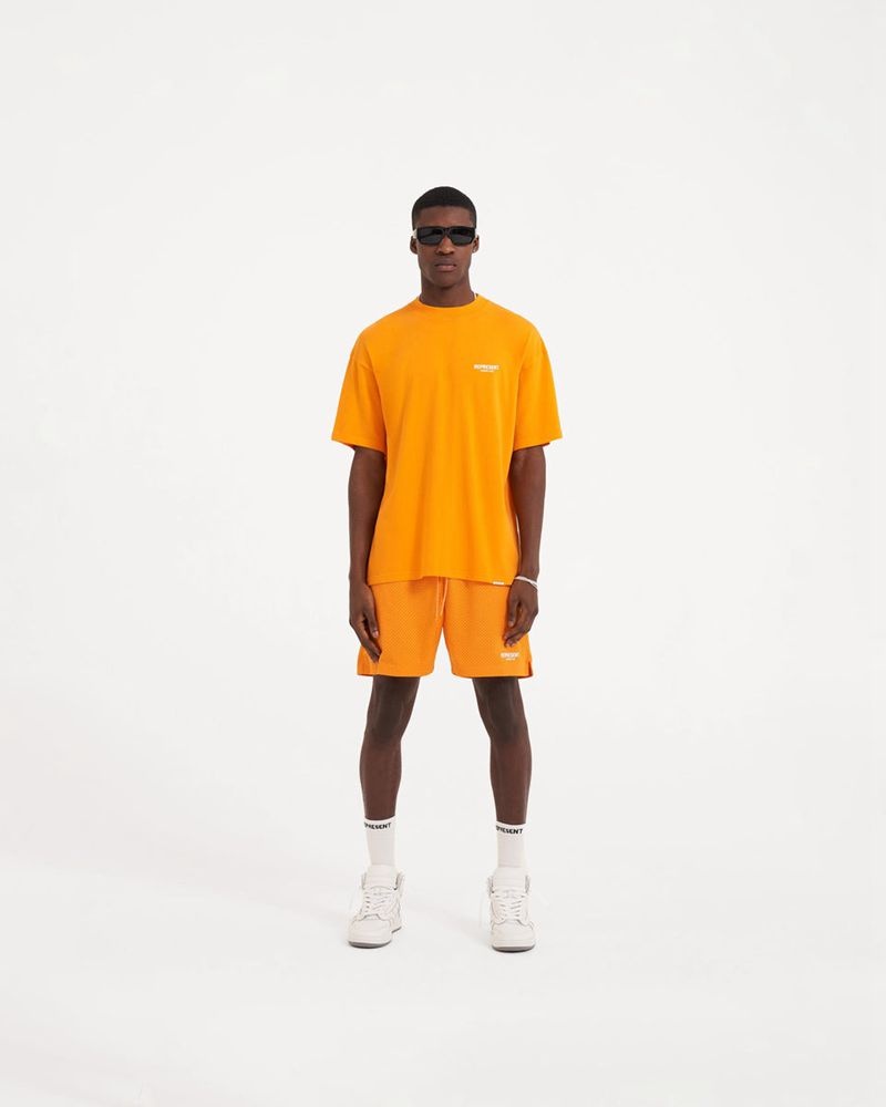 Men's Represent Owners Club T-Shirt Orange | UK-BILTU5137