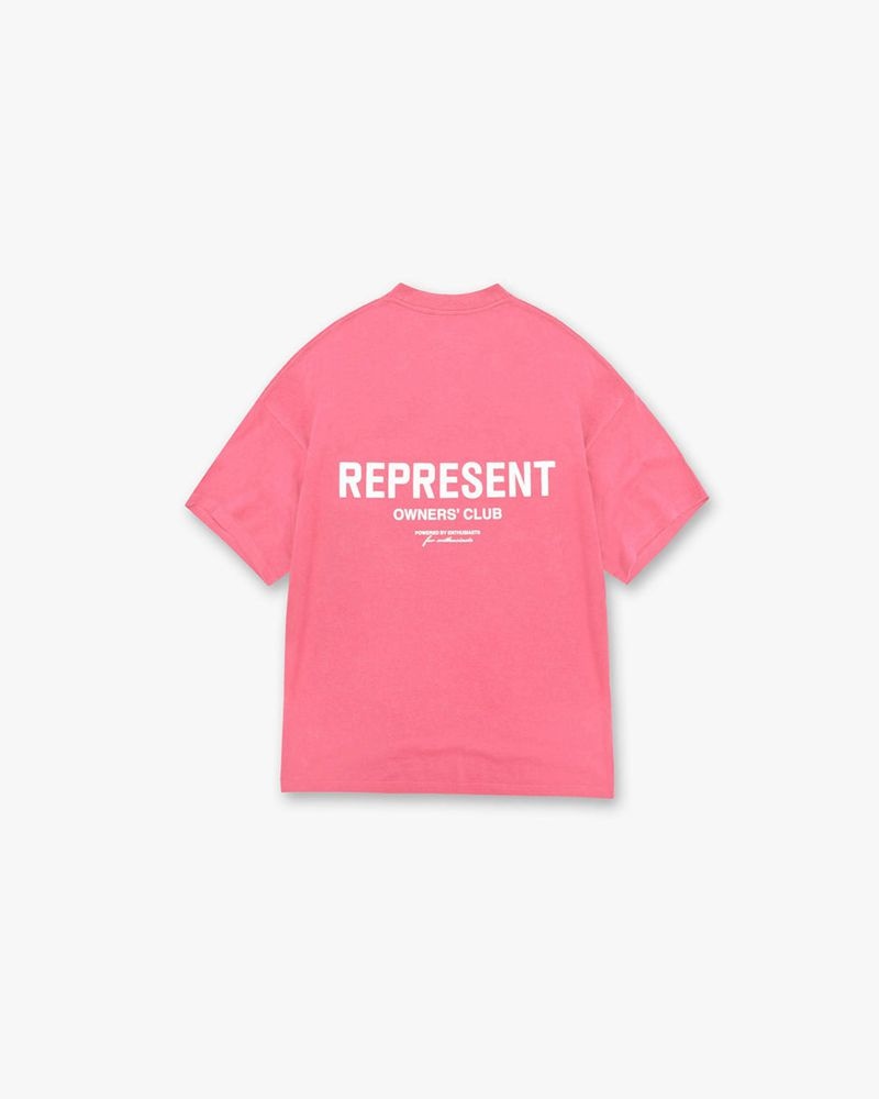 Men's Represent Owners Club T-Shirt Pink | UK-WDVPZ9780