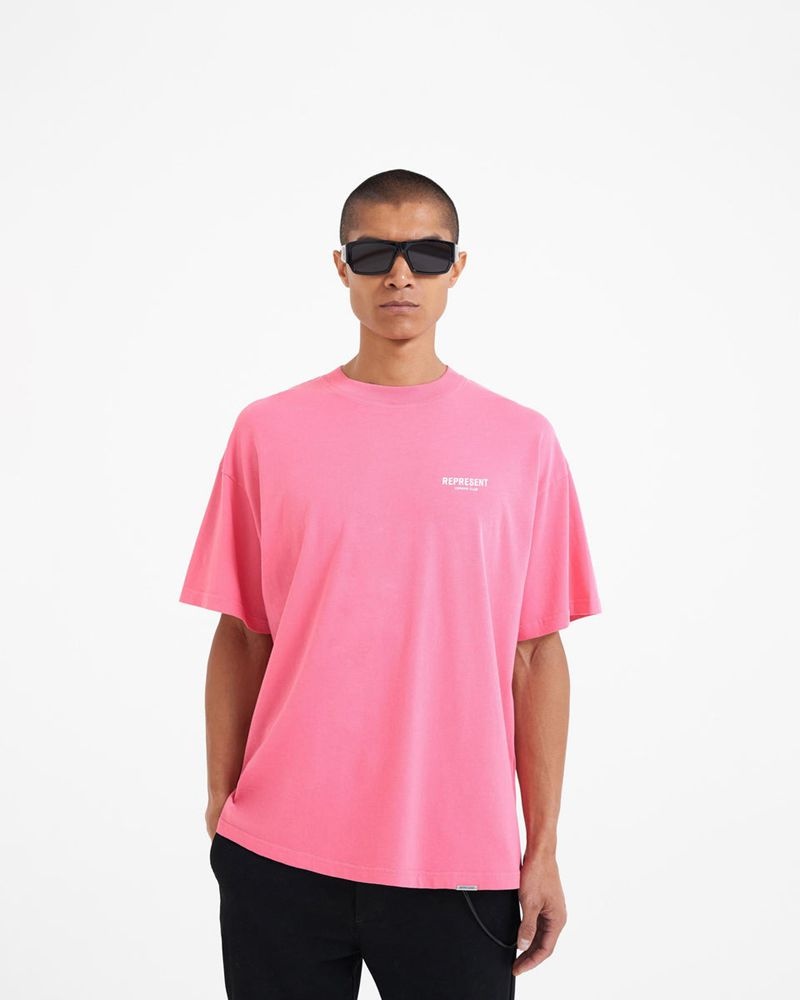 Men's Represent Owners Club T-Shirt Pink | UK-WDVPZ9780