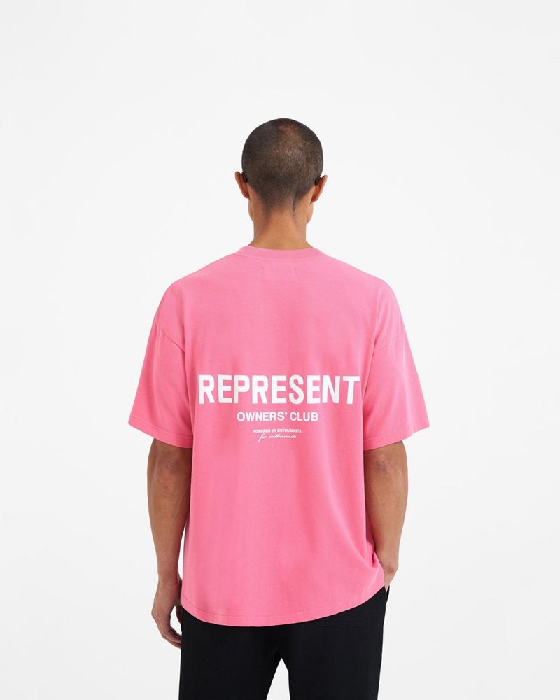 Men's Represent Owners Club T-Shirt Pink | UK-WDVPZ9780