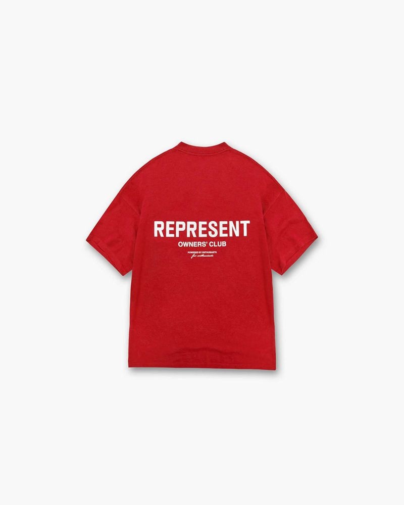 Men's Represent Owners Club T-Shirt Red | UK-DXWTR7965