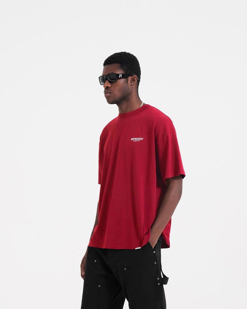 Men's Represent Owners Club T-Shirt Red | UK-DXWTR7965