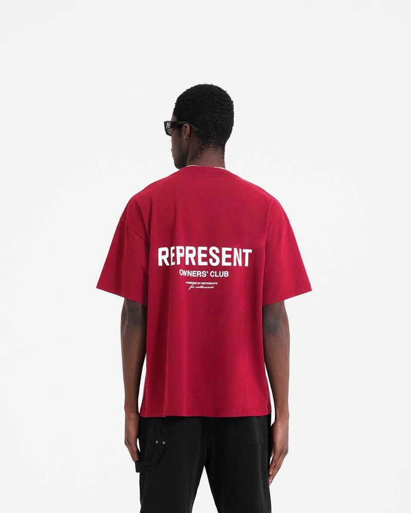 Men's Represent Owners Club T-Shirt Red | UK-DXWTR7965