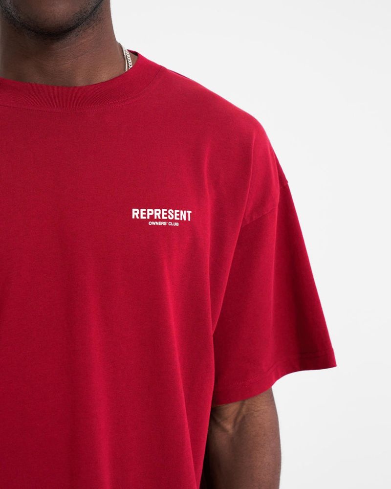 Men's Represent Owners Club T-Shirt Red | UK-DXWTR7965