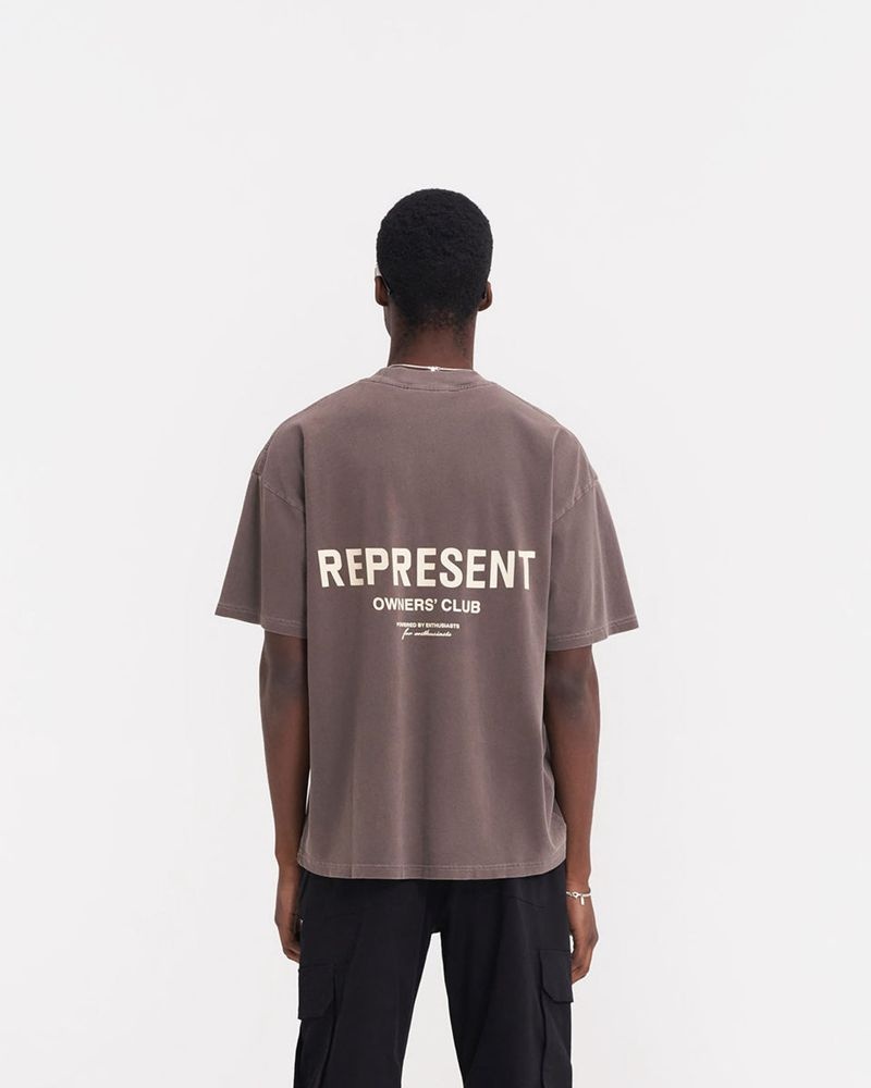 Men's Represent Owners Club T-Shirt Taupe | UK-HBDSC9504