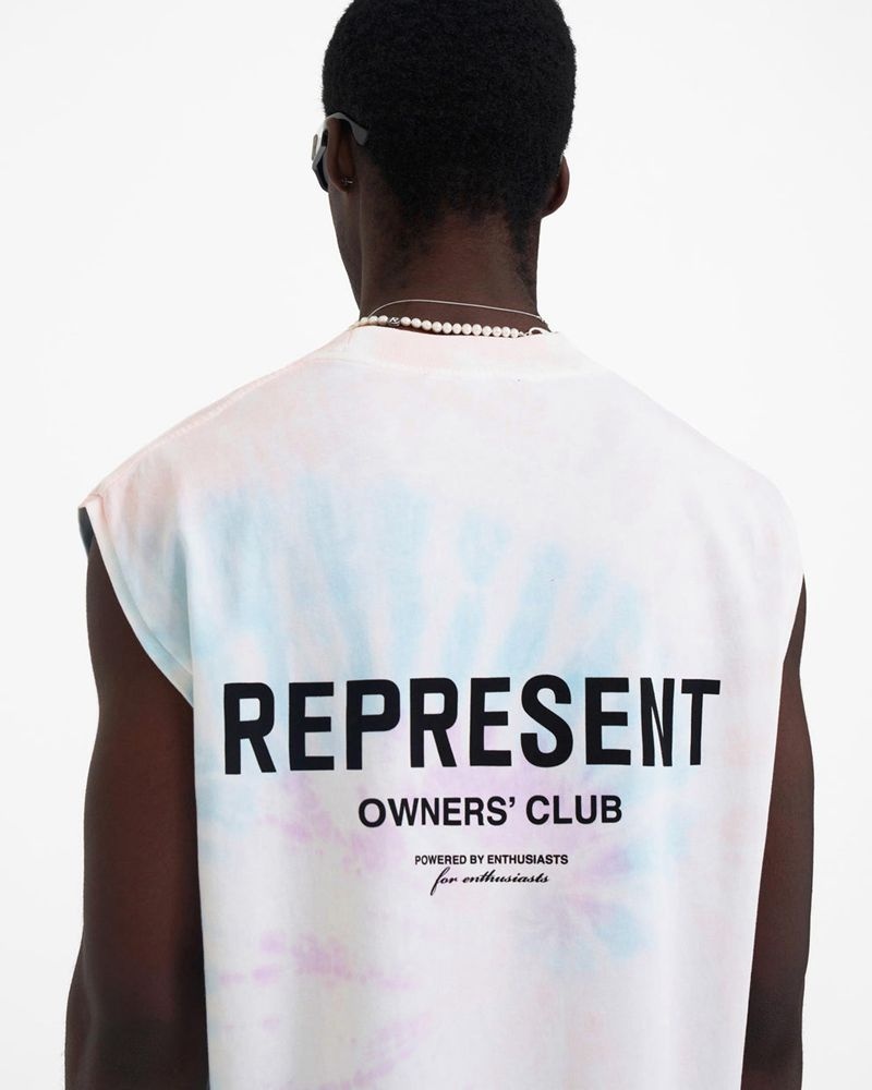 Men's Represent Owners Club Tank Top White / Light Blue / Light Pink | UK-DFOYV7630