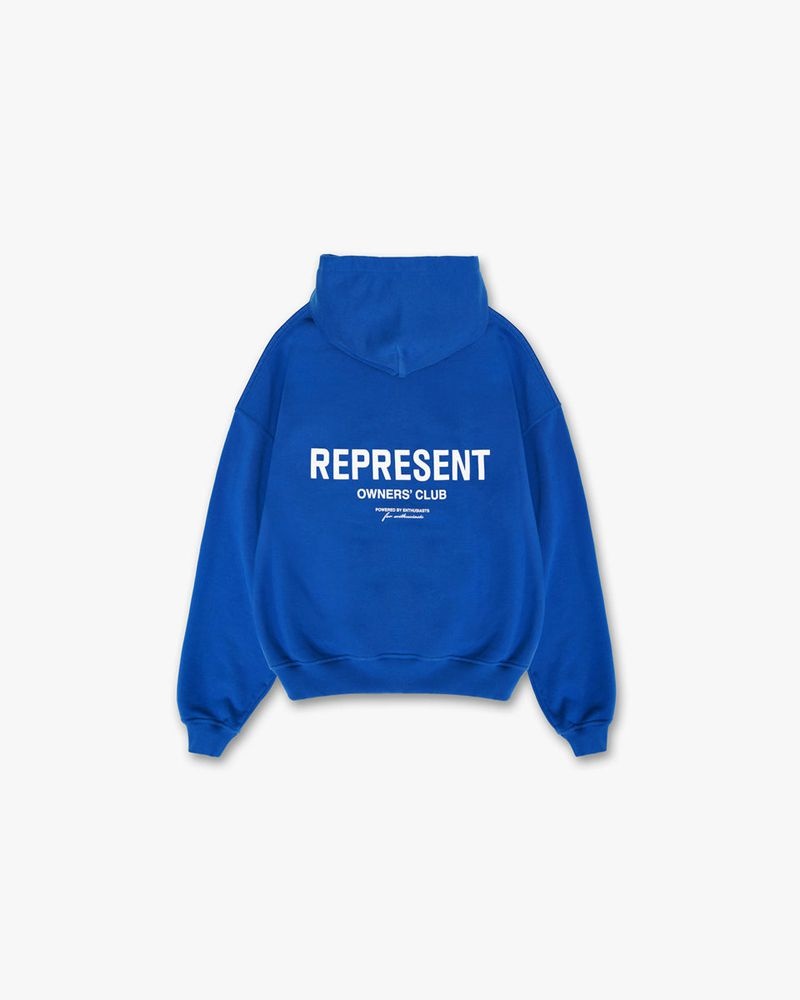 Men's Represent Owners Club Zip Hoodie Blue | UK-APUVY1289