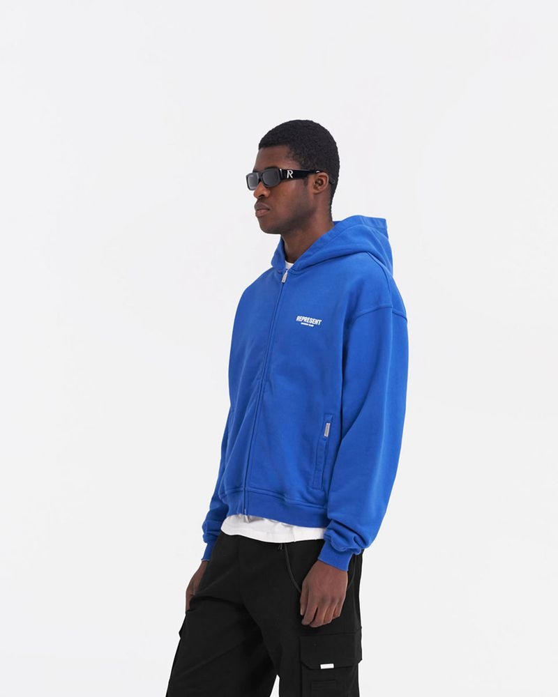 Men's Represent Owners Club Zip Hoodie Blue | UK-APUVY1289