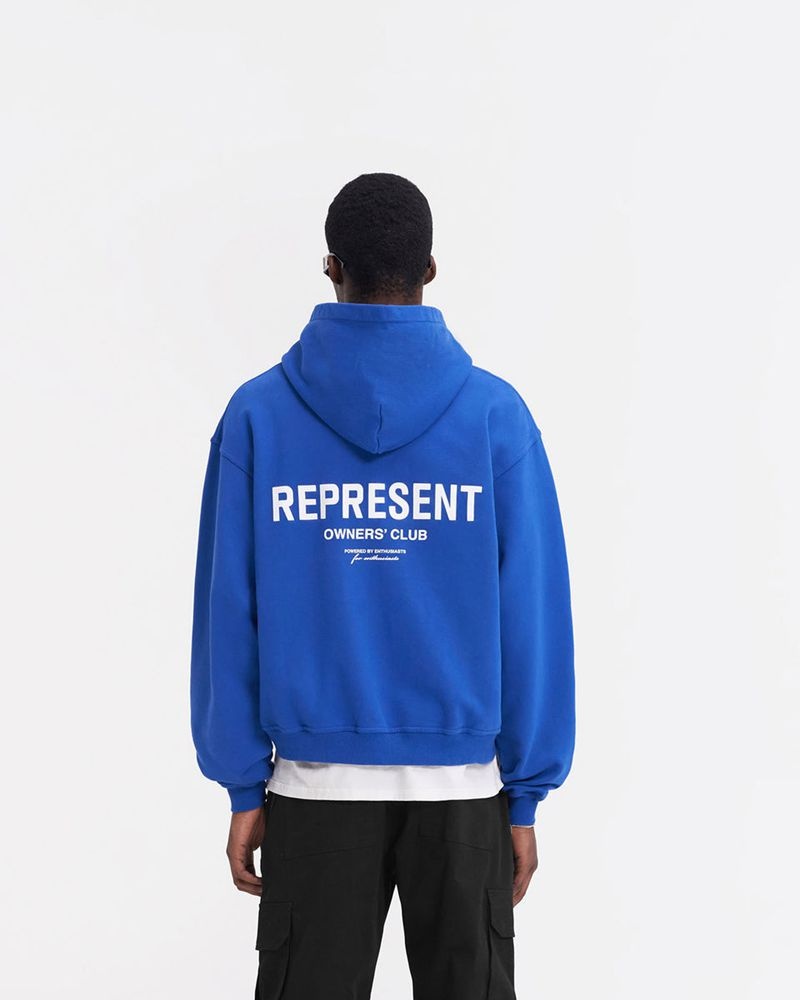 Men's Represent Owners Club Zip Hoodie Blue | UK-APUVY1289