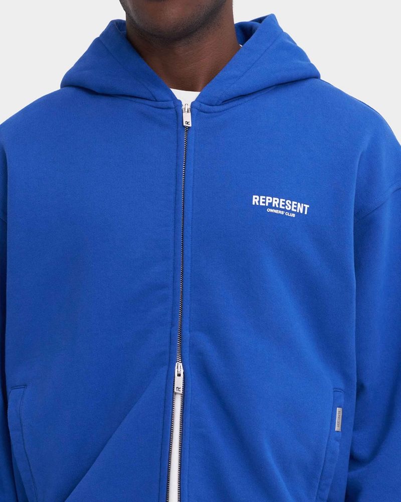 Men's Represent Owners Club Zip Hoodie Blue | UK-APUVY1289