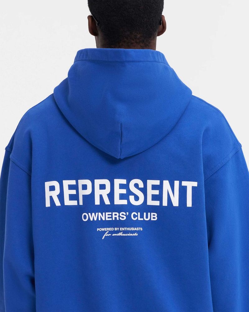 Men's Represent Owners Club Zip Hoodie Blue | UK-APUVY1289