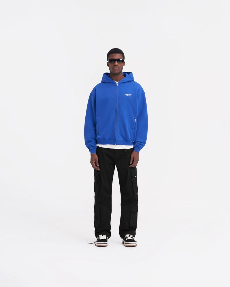 Men's Represent Owners Club Zip Hoodie Blue | UK-APUVY1289