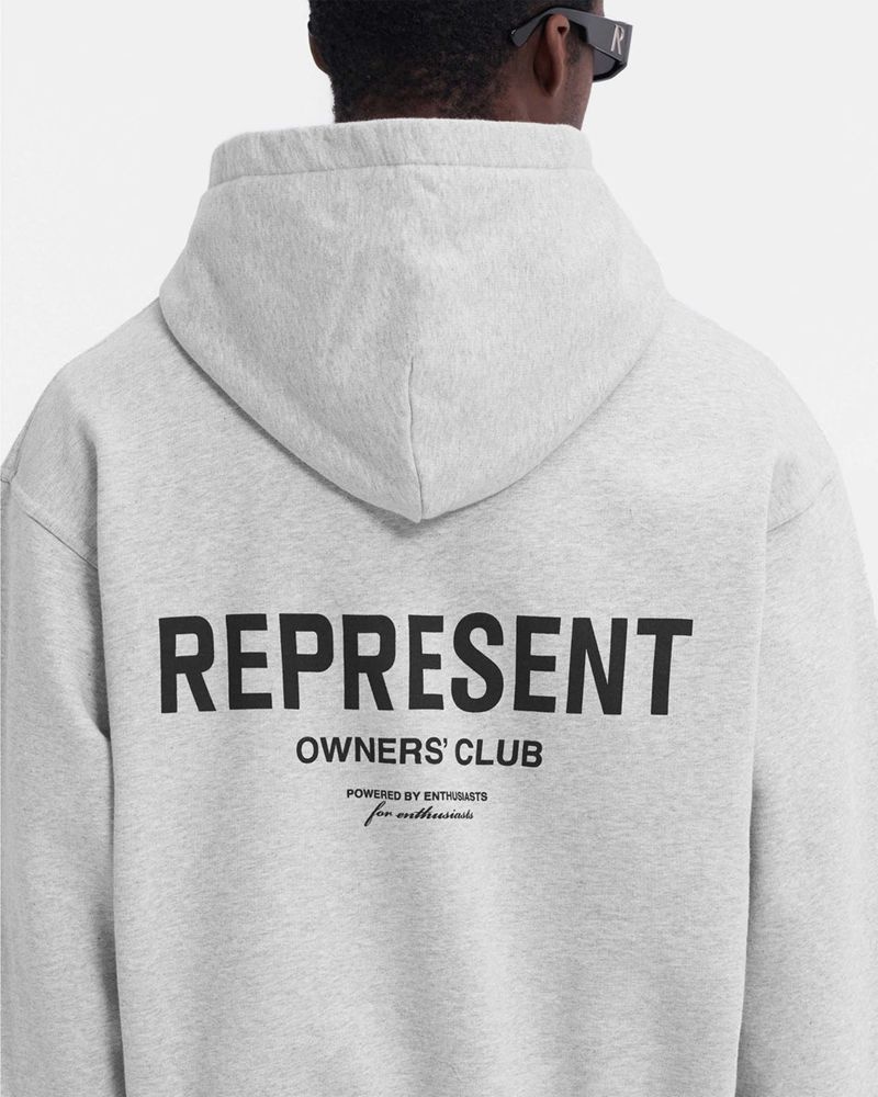 Men's Represent Owners Club Zip Hoodie Grey | UK-TGPCX8671