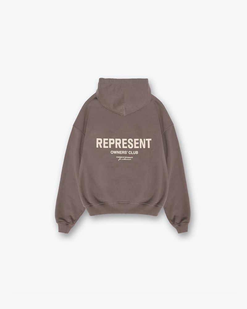 Men's Represent Owners Club Zip Hoodie Taupe | UK-QXKBR0894