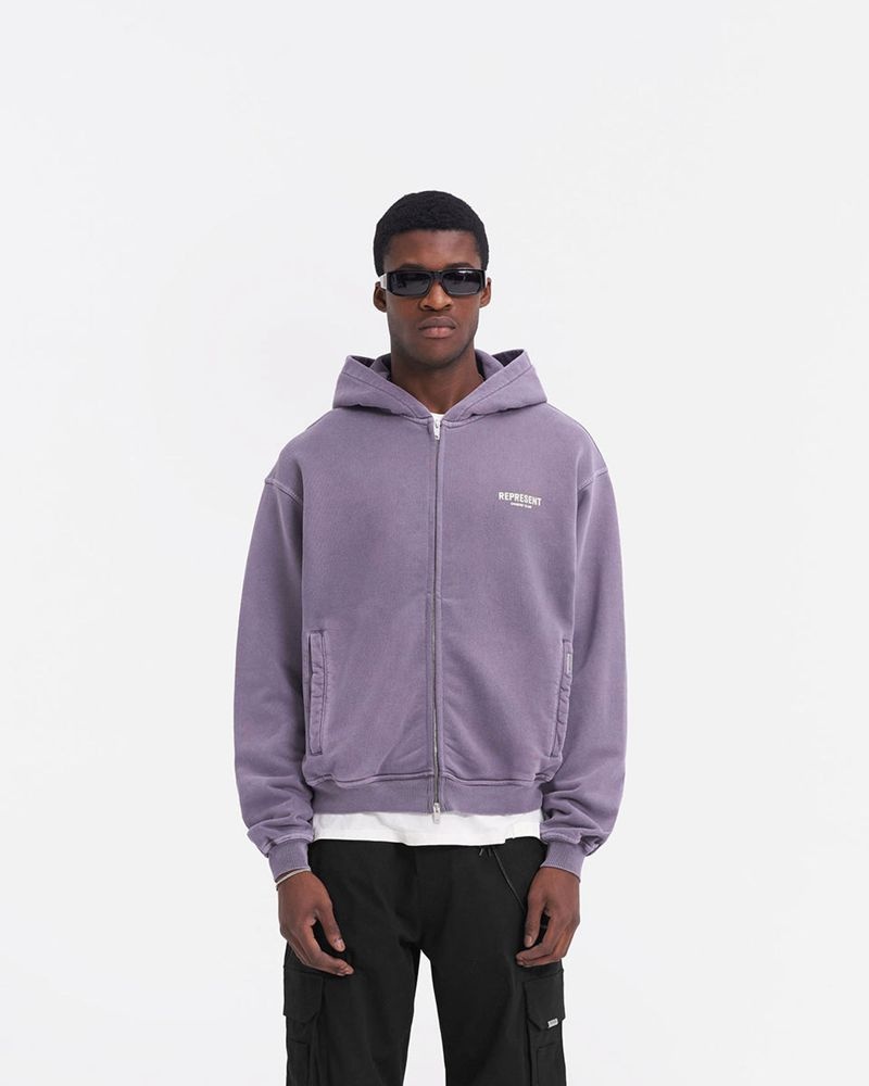 Men's Represent Owners Club Zip Hoodie Violet  | UK-BQGCA7465