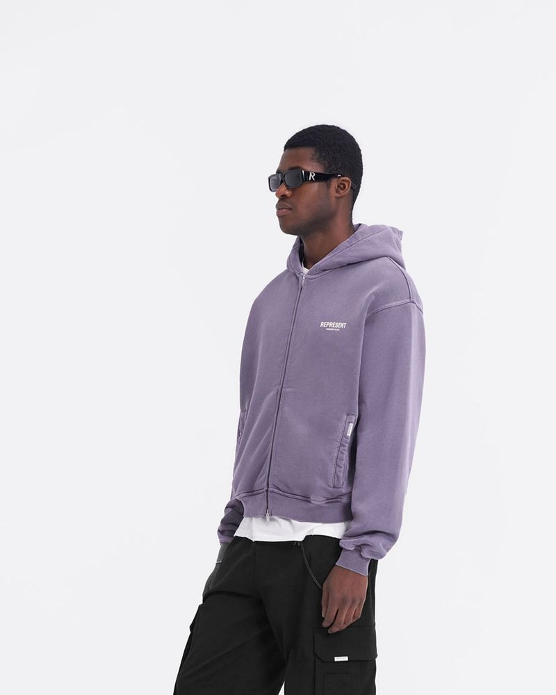 Men's Represent Owners Club Zip Hoodie Violet  | UK-BQGCA7465