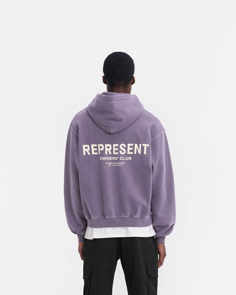 Men's Represent Owners Club Zip Hoodie Violet  | UK-BQGCA7465