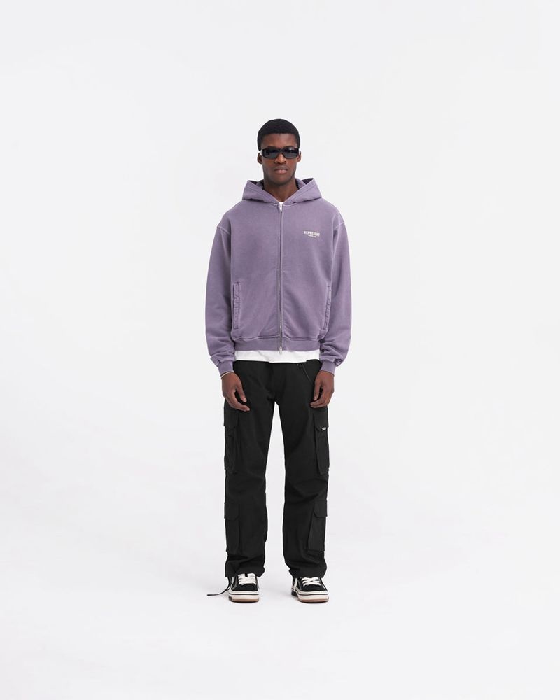 Men's Represent Owners Club Zip Hoodie Violet  | UK-BQGCA7465