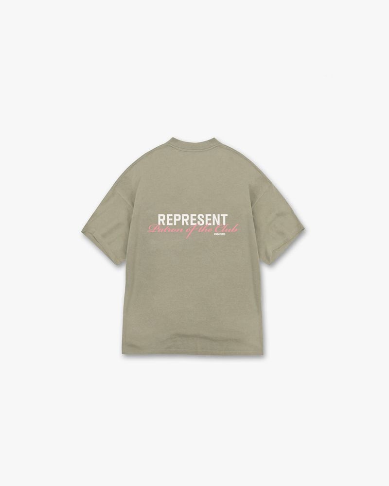 Men's Represent Patron Of The Club T-Shirt Khaki | UK-YFOLJ3602