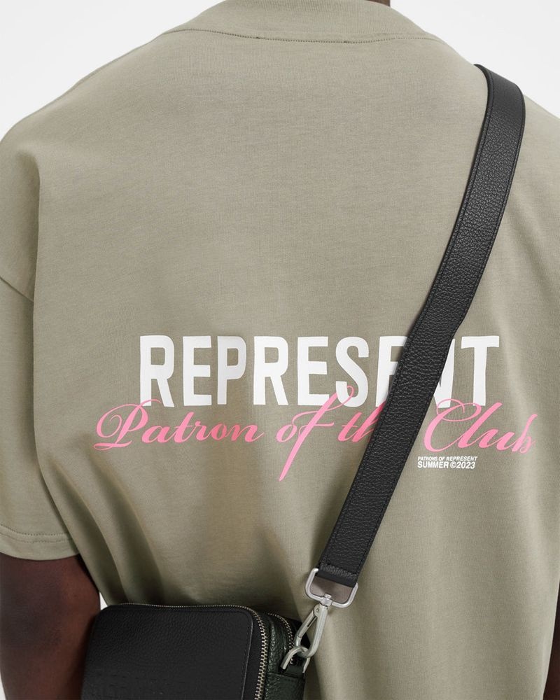 Men's Represent Patron Of The Club T-Shirt Khaki | UK-YFOLJ3602