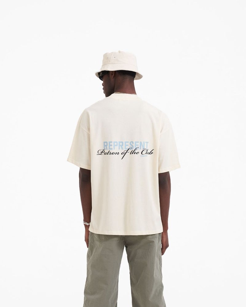 Men's Represent Patron Of The Club T-Shirt Cream | UK-MWPKA2675