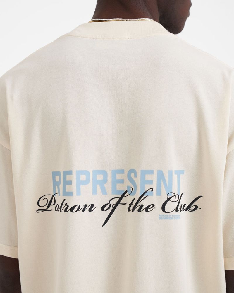 Men's Represent Patron Of The Club T-Shirt Cream | UK-MWPKA2675