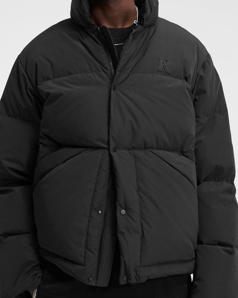 Men's Represent Puffer Jacket Black | UK-VLJPI4817