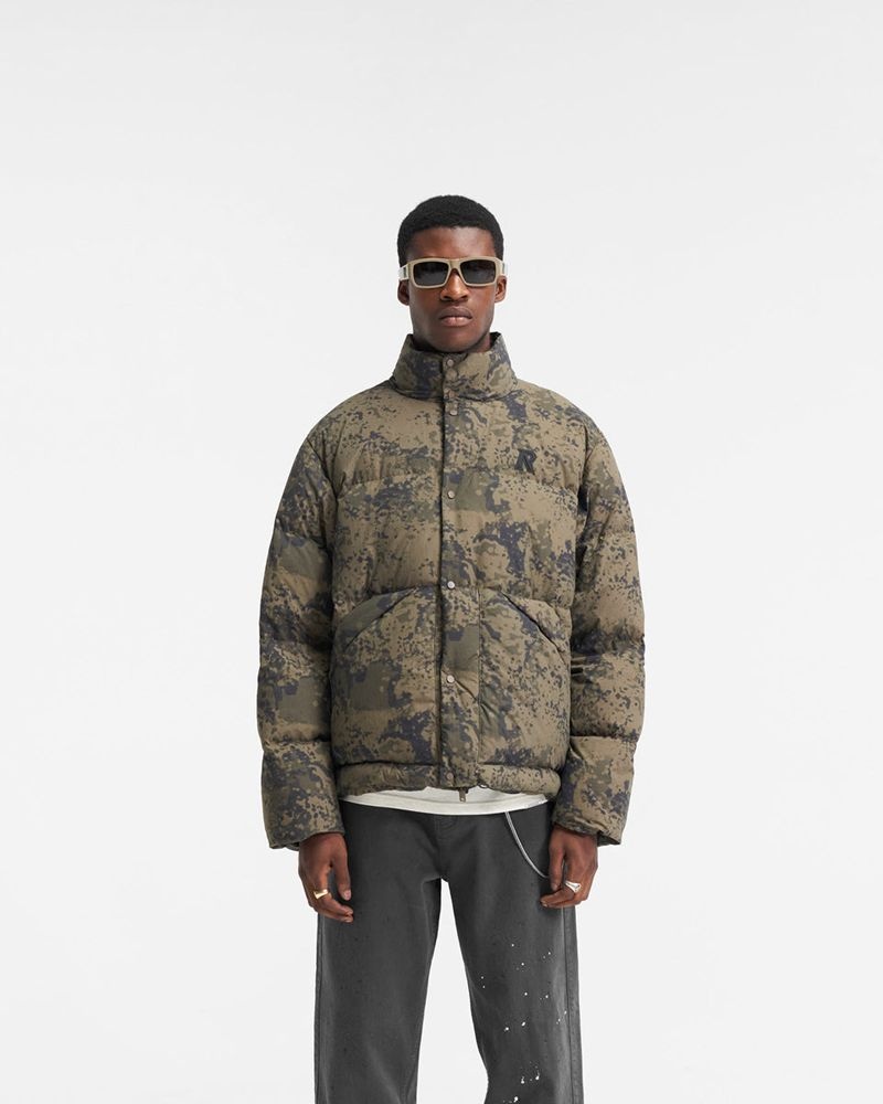 Men's Represent Puffer Jacket Camo | UK-WSVEP7582