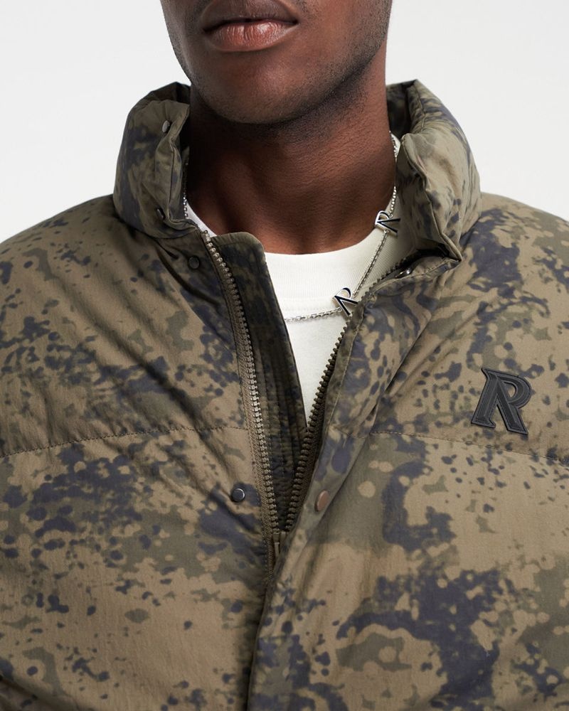 Men's Represent Puffer Jacket Camo | UK-WSVEP7582