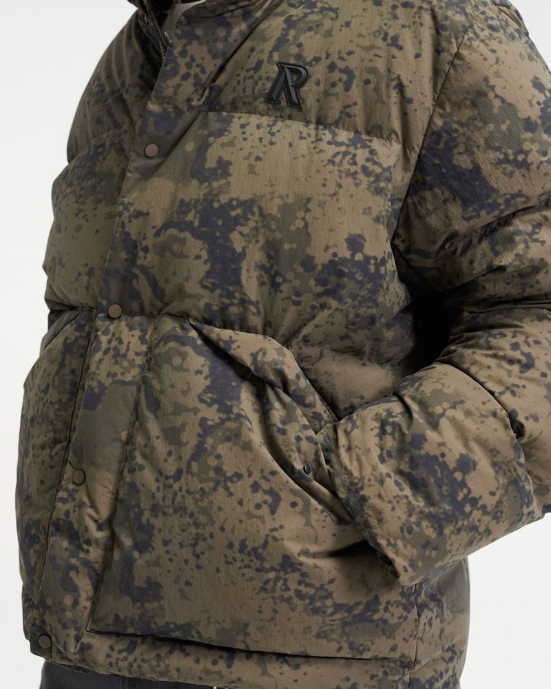 Men's Represent Puffer Jacket Camo | UK-WSVEP7582