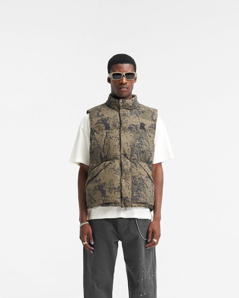 Men's Represent Puffer Vest Camo | UK-OTWIE3028