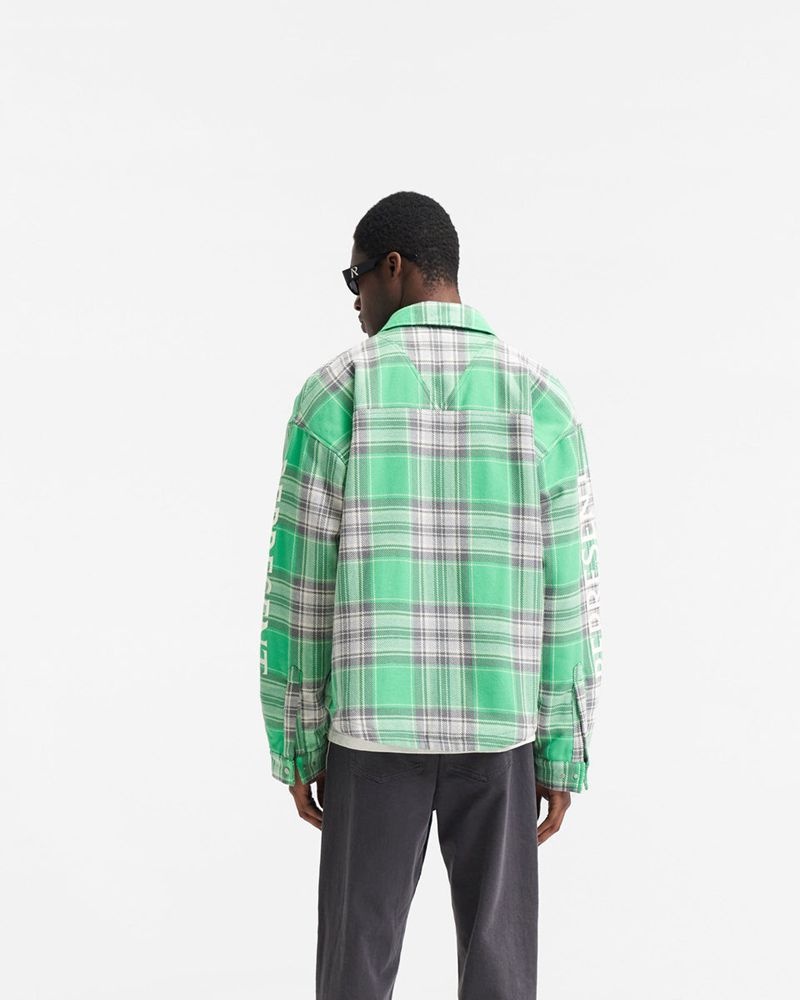 Men's Represent Quilted Flannel Overshirt Green / Grey | UK-EAYHN6321