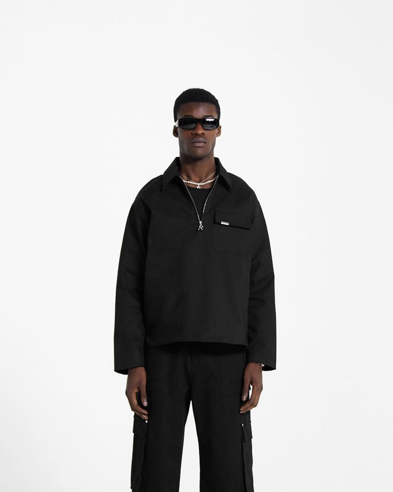 Men's Represent Quilted Pullover Shirts Black | UK-PQFUD1865