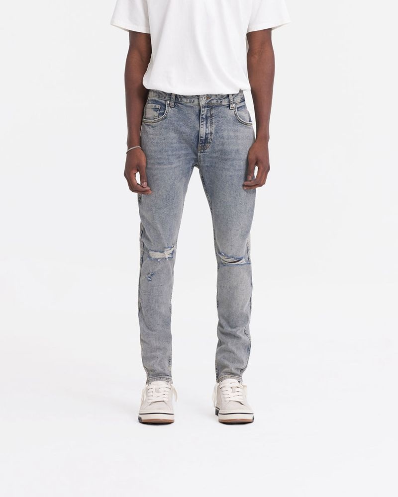 Men's Represent R1 Destroyer Ripped Jeans Blue | UK-YPXLS5693