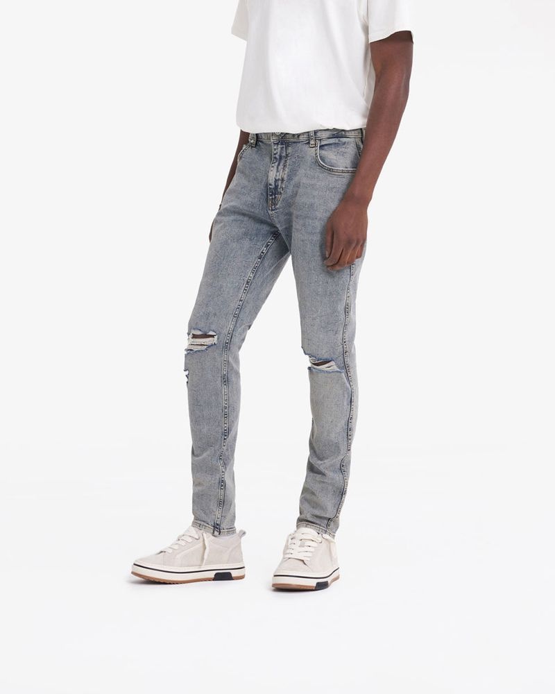 Men's Represent R1 Destroyer Ripped Jeans Blue | UK-YPXLS5693