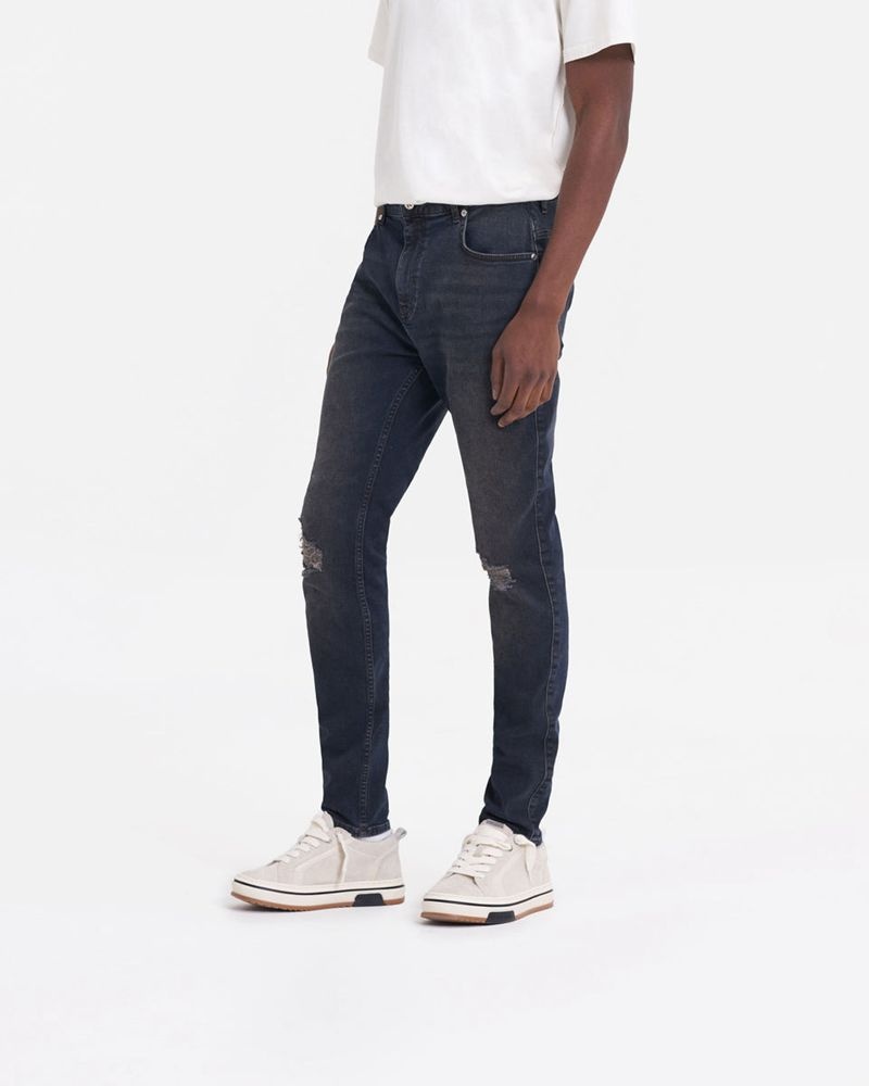 Men's Represent R1 Destroyer Ripped Jeans Dark Blue | UK-AEPTO6185