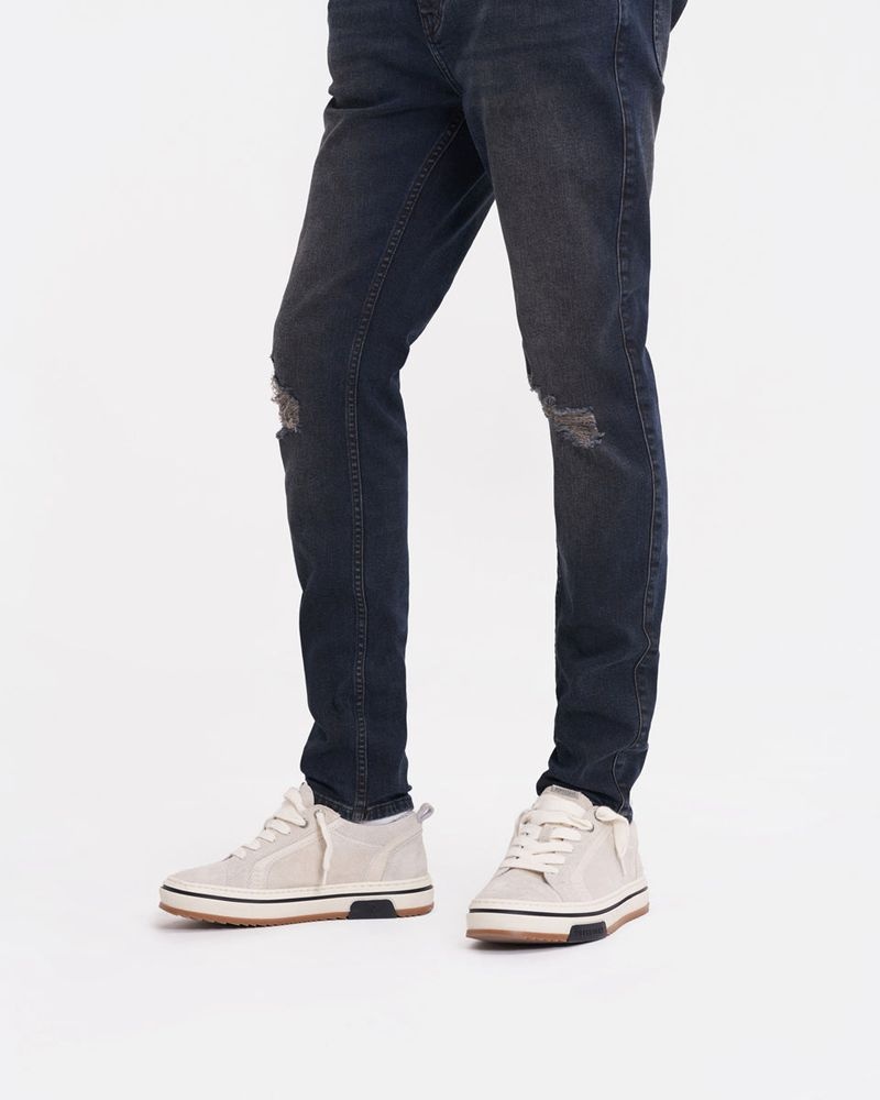 Men's Represent R1 Destroyer Ripped Jeans Dark Blue | UK-AEPTO6185