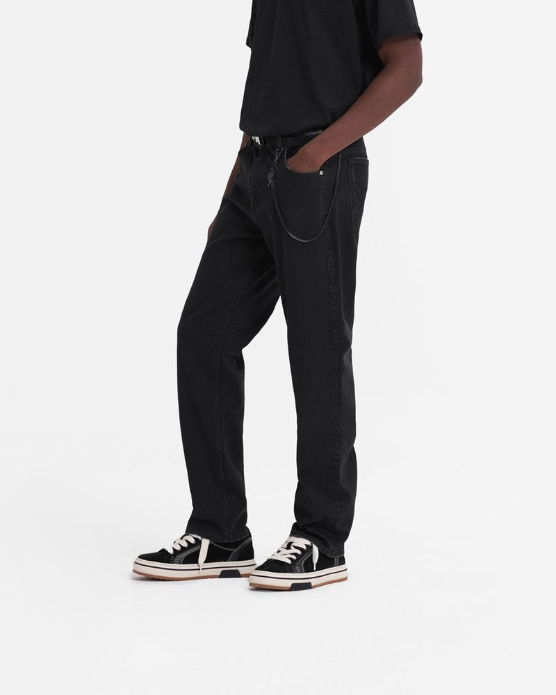 Men's Represent R2 Straight Leg Jeans Black | UK-YVZPJ0542