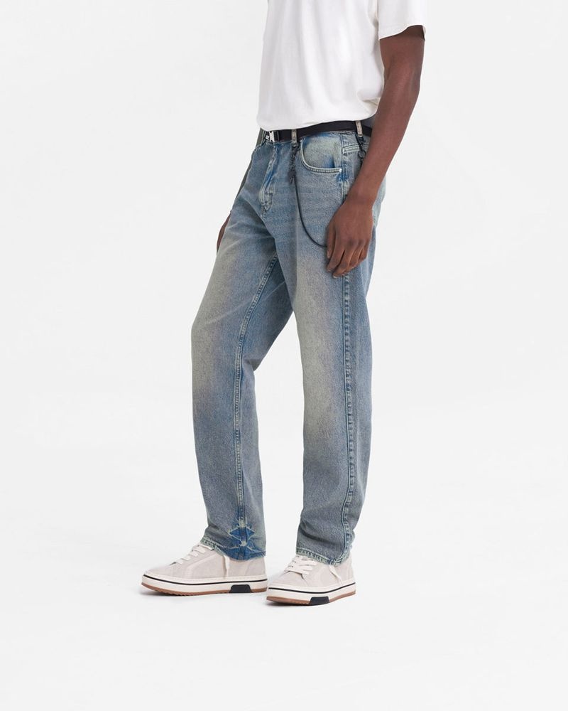 Men's Represent R2 Straight Leg Jeans Blue Cream | UK-PWXHG3071