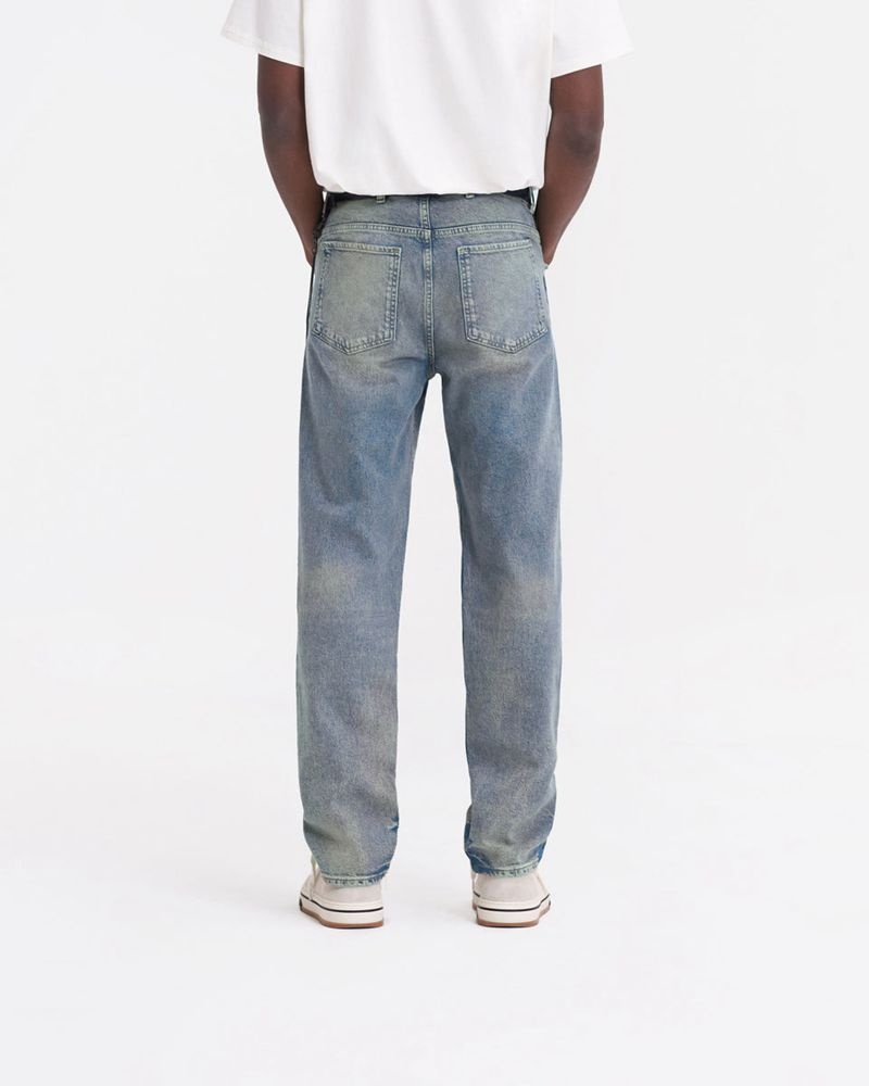 Men's Represent R2 Straight Leg Jeans Blue Cream | UK-PWXHG3071