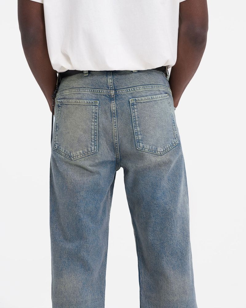 Men's Represent R2 Straight Leg Jeans Blue Cream | UK-PWXHG3071