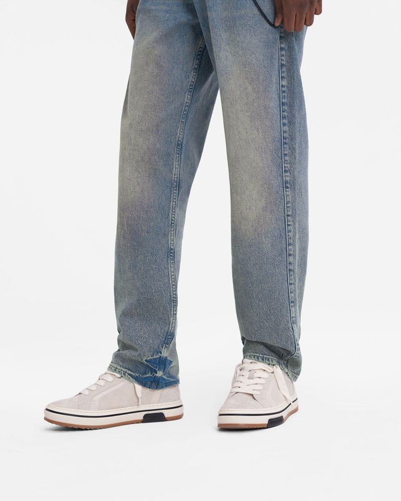 Men's Represent R2 Straight Leg Jeans Blue Cream | UK-PWXHG3071