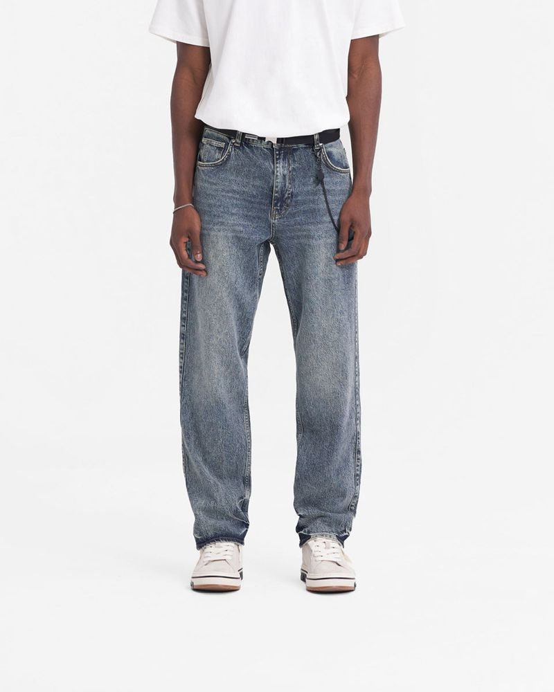 Men's Represent R2 Straight Leg Jeans Blue | UK-ILRQY1496