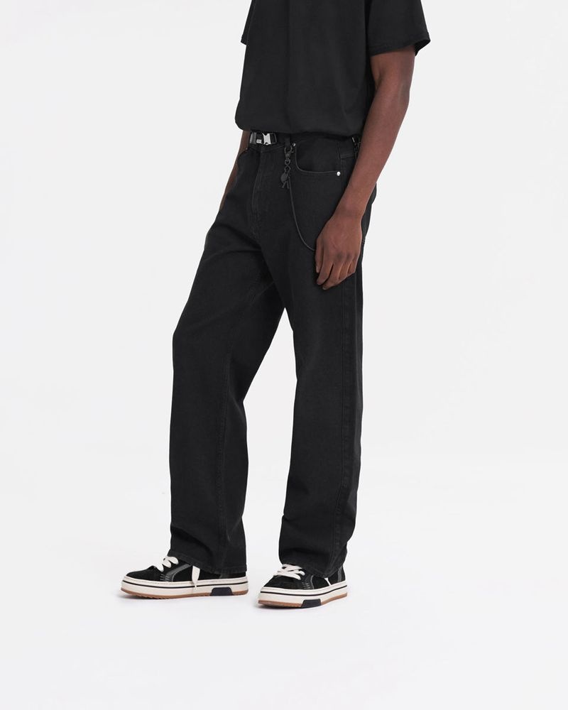 Men's Represent R3 Baggy Jeans Black | UK-OVQFD8531