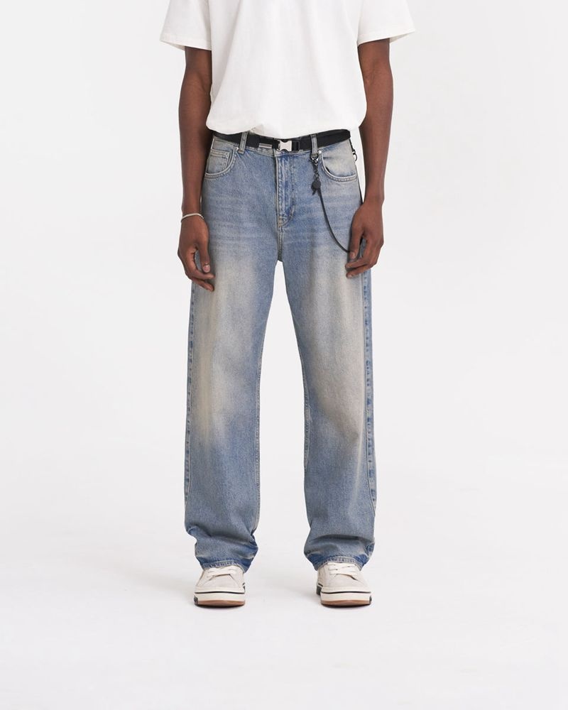 Men's Represent R3 Baggy Jeans Blue | UK-WGEOU2854