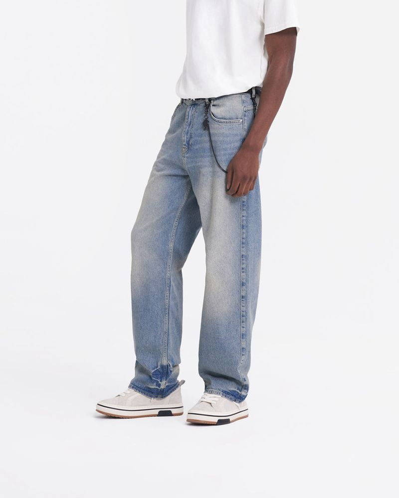 Men's Represent R3 Baggy Jeans Blue | UK-WGEOU2854