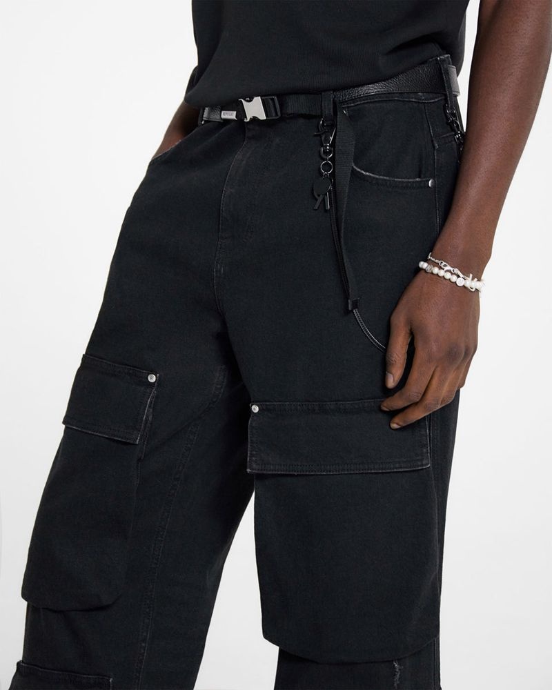 Men's Represent R3 Cargo Jeans Black | UK-REYIF3526