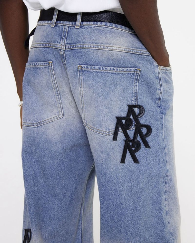 Men's Represent R3 Initial Baggy Jeans Blue | UK-LVKAP6708